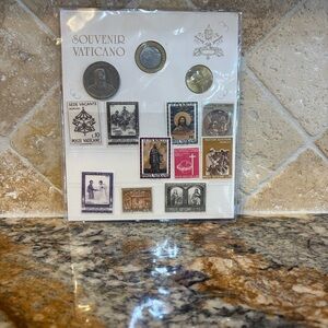 Vatican Souvenir Coin and Stamp Set